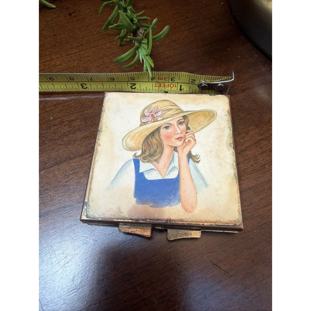 Square Pill Box Compact - Vintage MCM Mid Century Modern - Pill Holder